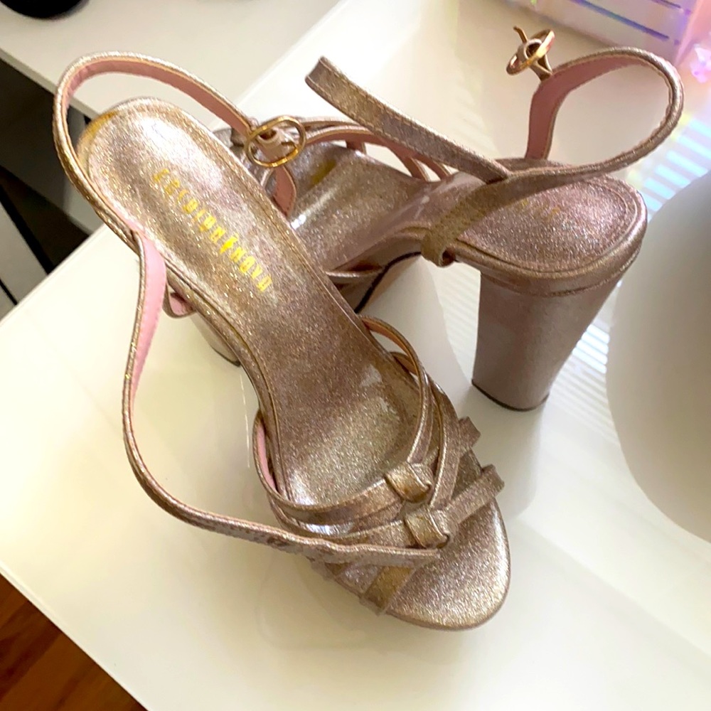 Beautiful and sparkling rose gold shoes